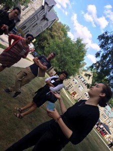 Grace Pusey '15 leads new faculty on the Black at Bryn Mawr tour (August 2015). Photograph by Monica Mercado.