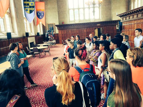 Students gather in Thomas Great Hall on the Black at Bryn Mawr tour, April 2015. Photo credit: Monica Mercado
